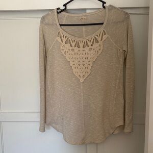 Hollister Beige Crochet Accent Blouse